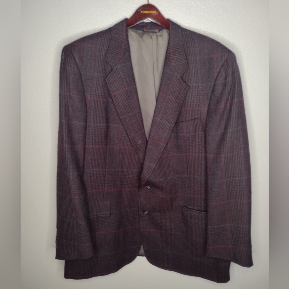 Vintage Austin Reed Wool Sports Coat Plaid Tweed Blazer 2 Button
